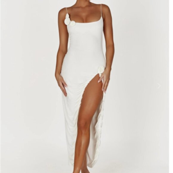 Meshki Nevaeh Rose Midi Dress White XXS - Picture 2 of 7